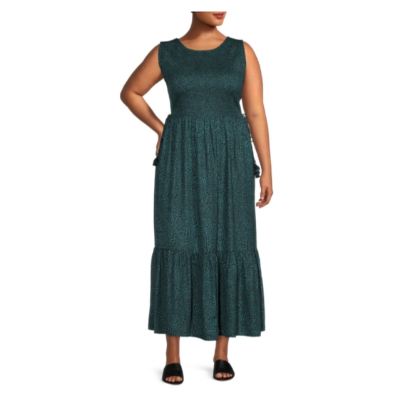 NWT Terra & Sky  Tank Dress Size 2X Teal w/Black Print - Picture 2 of 7